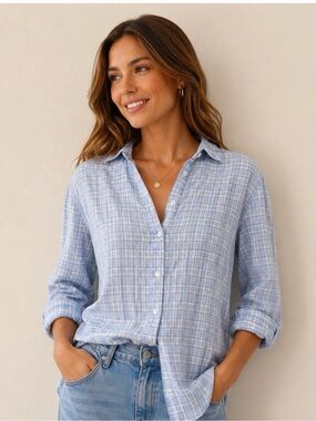 Frank and Eileen Frank button down Italian poplin plaid button up size large